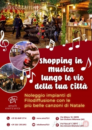 MUSICHE DI NATALE IN FILODIFFUSIONE  SHOPPING IN MUSICA PER LE VIE DELLA TUA CITTA’ – EVENTI AZIENDALI - EVENTI PRIVATI -EVENTI PUBBLICI