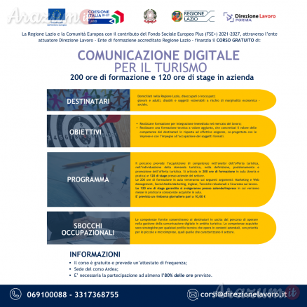 Corso gratuito con stage comunicazione digitale per il turismo